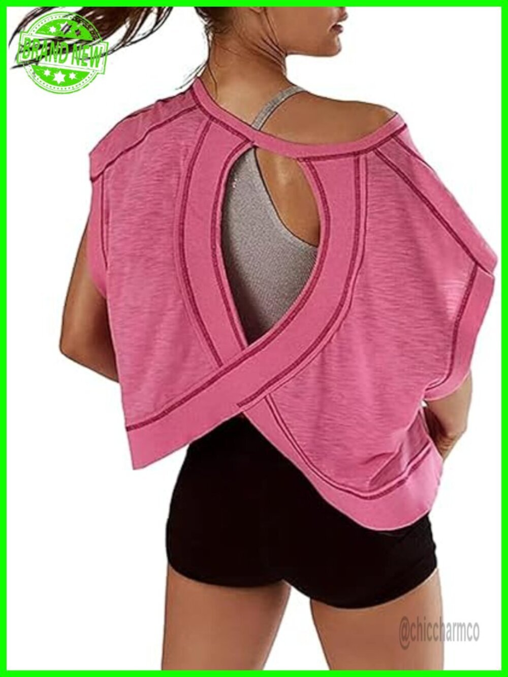 Open Back Short Sleeve Workout Tops Backless Athletic T Shirts Y2k Crop Running